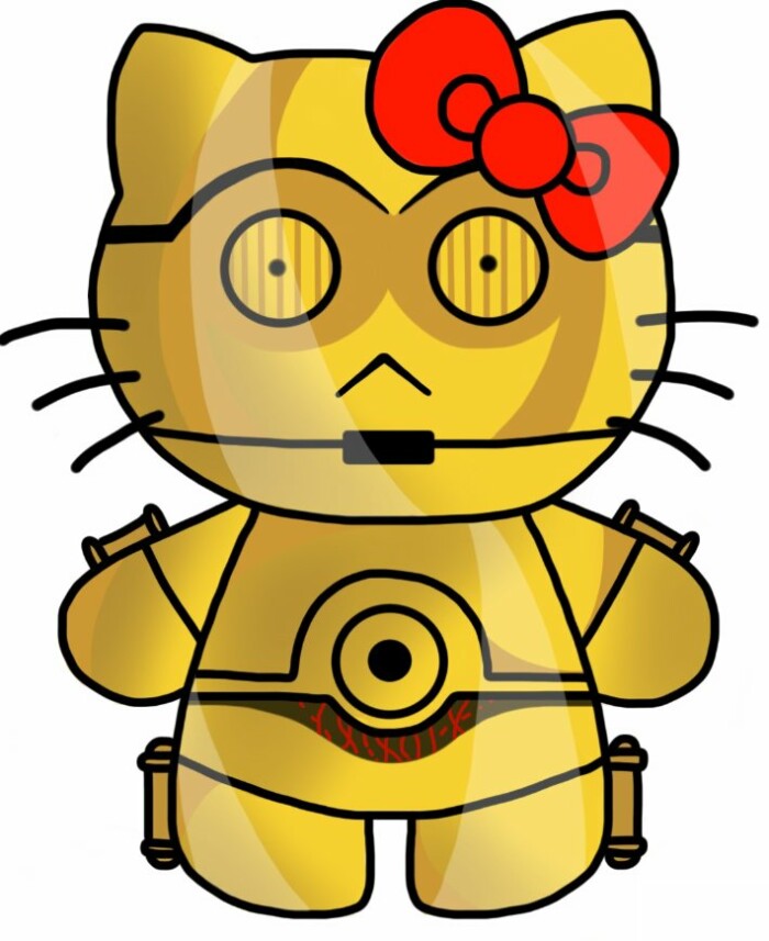 Kitty C3PO Sticker