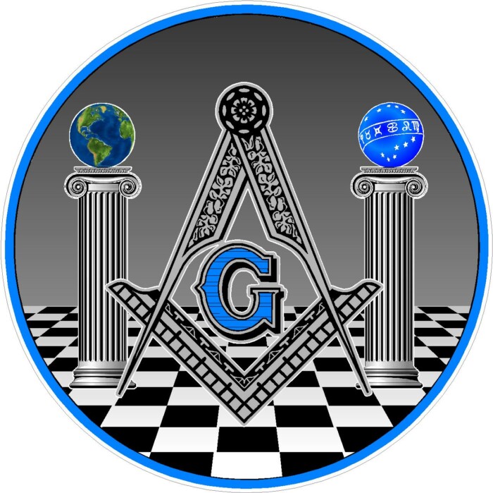 MASONIC GLOBES AND COLUMNS STICKER