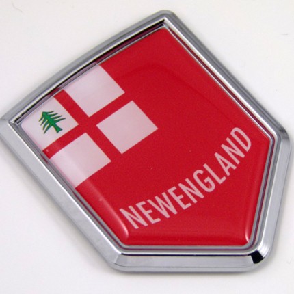 new england US state flag domed chrome emblem car badge decal