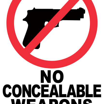 No Concealable Weapons Allowed Sticker