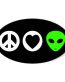 Peace Love Alien Oval Sticker