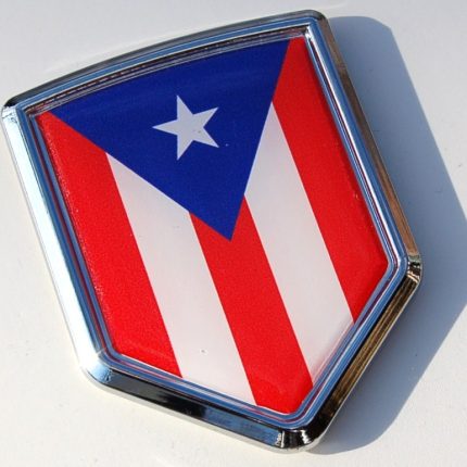 Puerto Rico Decal Flag Crest Car Chrome Emblem Sticker