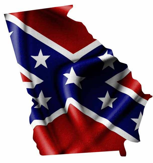 Rebel Flag Georgia Shaped Sticker