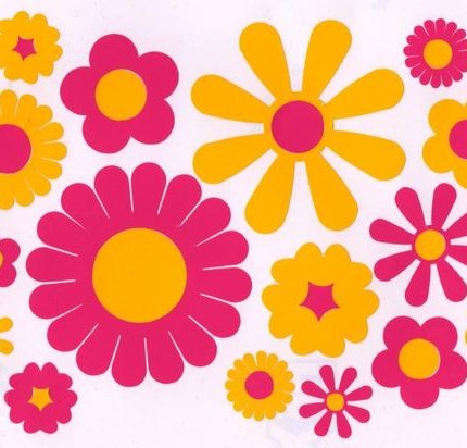scooby flower multi color stickers PINK
