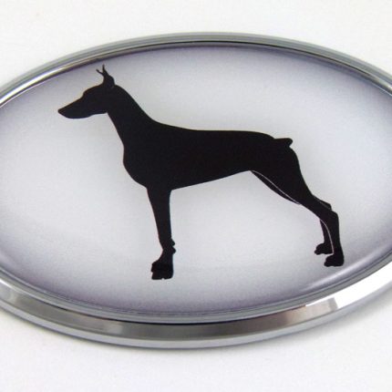 Doberman 3D Adhesive Oval Chrome Pet Emblem