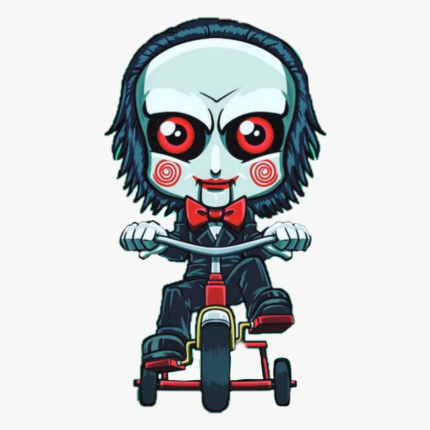 JIGSAW CARTOON ON TRIKE STICKER