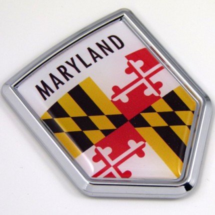 maryland US state flag domed chrome emblem car badge decal