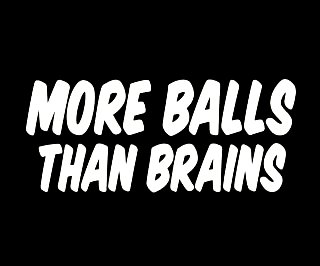 more balls than brains funny car sticker