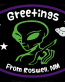 roswell greetings OVAL alien sticker