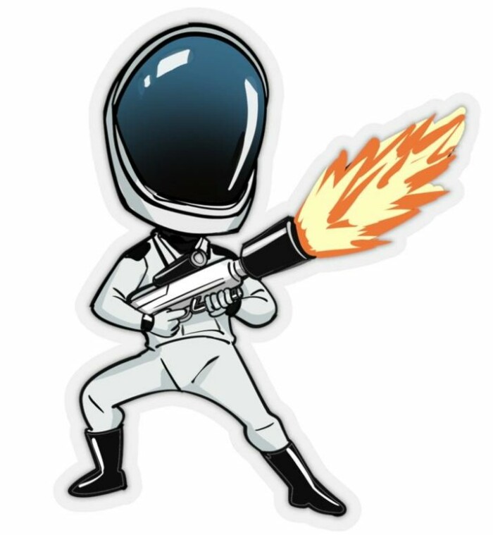 STARMAN WITH TESLA FLAMETHROWER STICKER