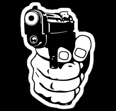 hand gun b&w sticker