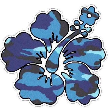 Hibiscus flower camo sticker - BLUE