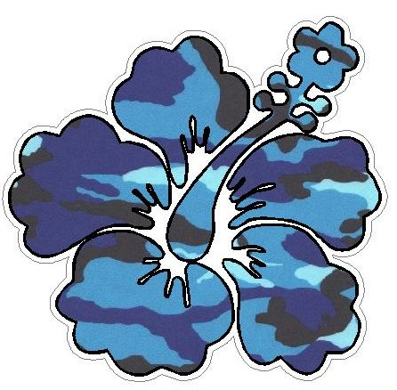 Hibiscus flower camo sticker - BLUE