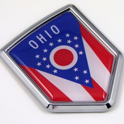 ohio US state flag domed chrome emblem car badge decal