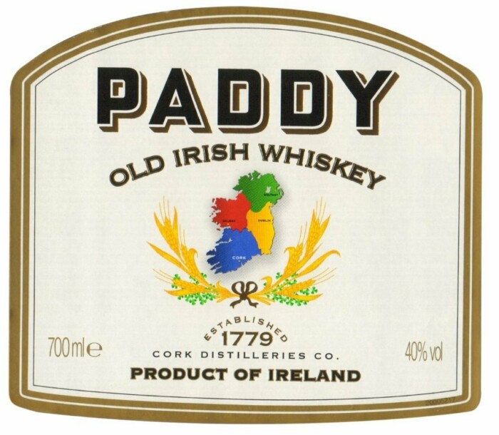 Paddy Old Irish Whiskey Label Sticker