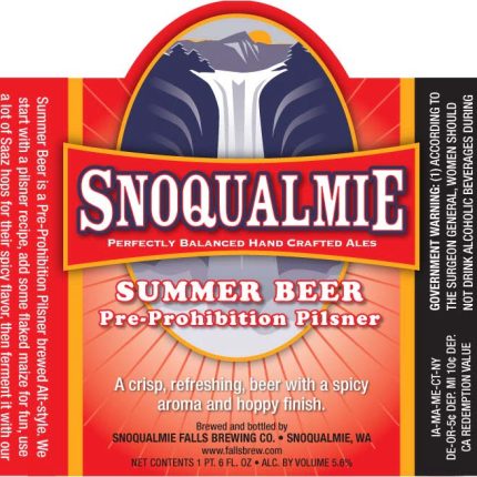 Snoqualmie Summer Beer Label