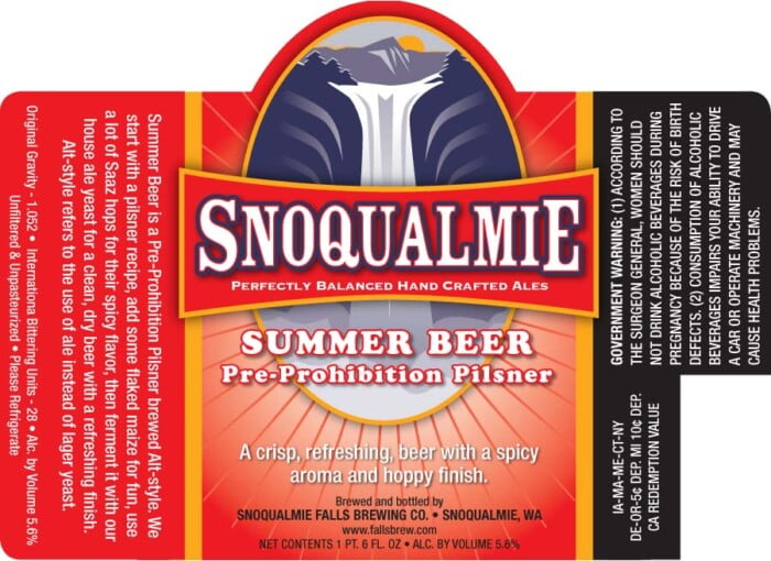 Snoqualmie Summer Beer Label